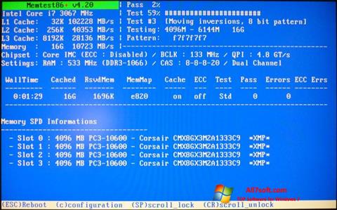 Screenshot MemTest für Windows 7