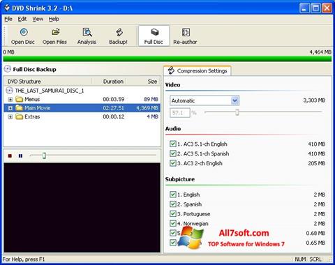 Screenshot DVD Shrink für Windows 7