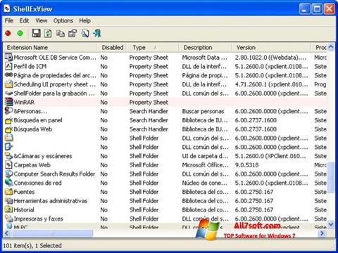 Screenshot ShellExView für Windows 7