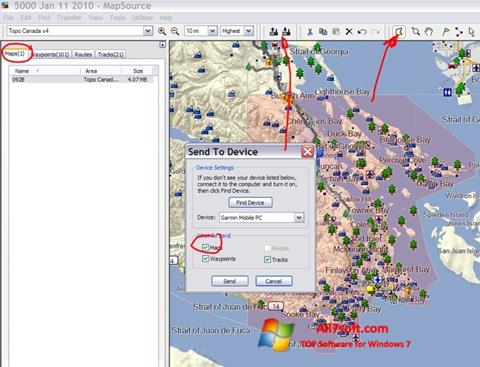 Screenshot MapSource für Windows 7