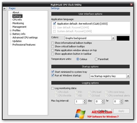 Screenshot RMClock für Windows 7