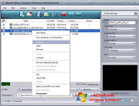 Screenshot Xilisoft Video Converter für Windows 7