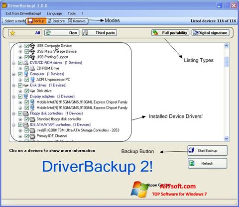 Screenshot Driver Backup für Windows 7