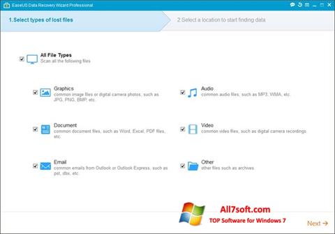 Screenshot EaseUS Data Recovery Wizard für Windows 7